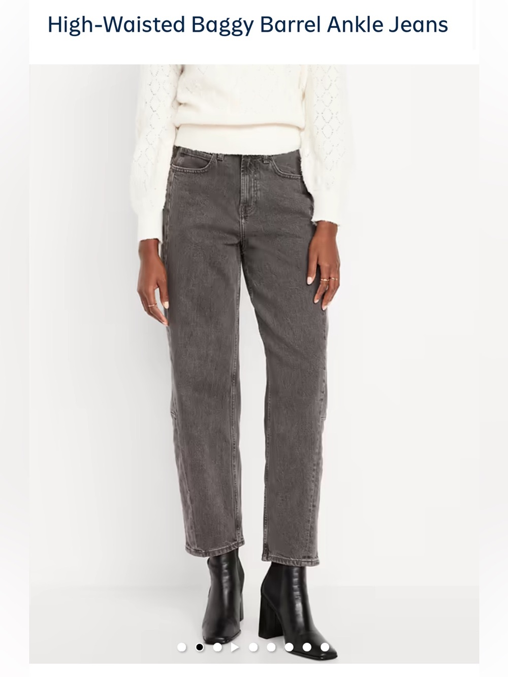 Old Navy High-Waisted Baggy Barrel Ankle Jeans - Gray Wash